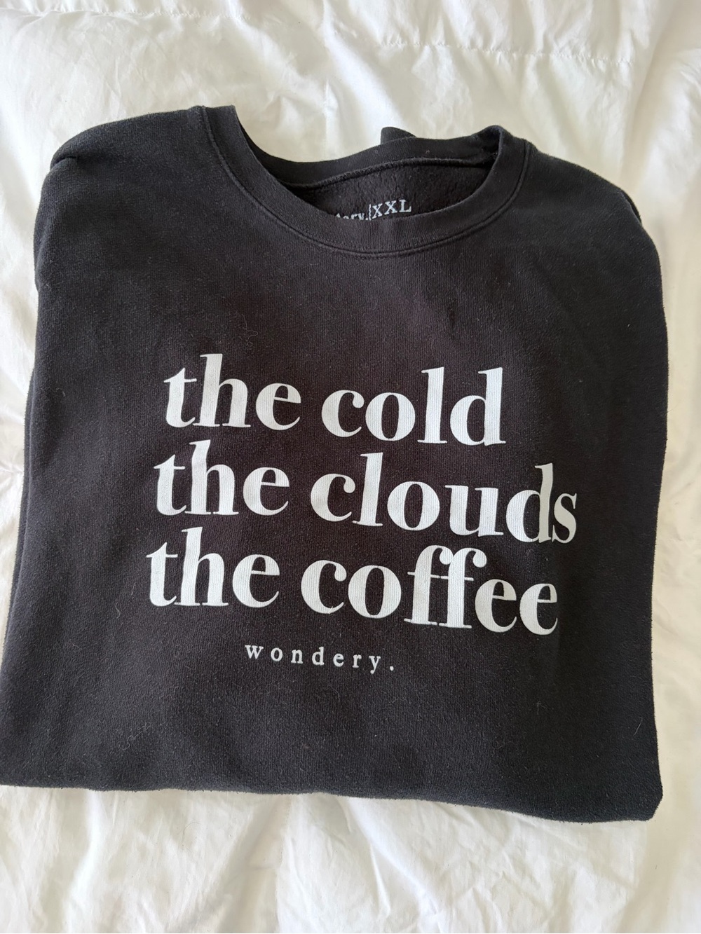 Wonderly Black Graphic Crewneck Sweatshirt - The Cold The Clouds The Coffee
